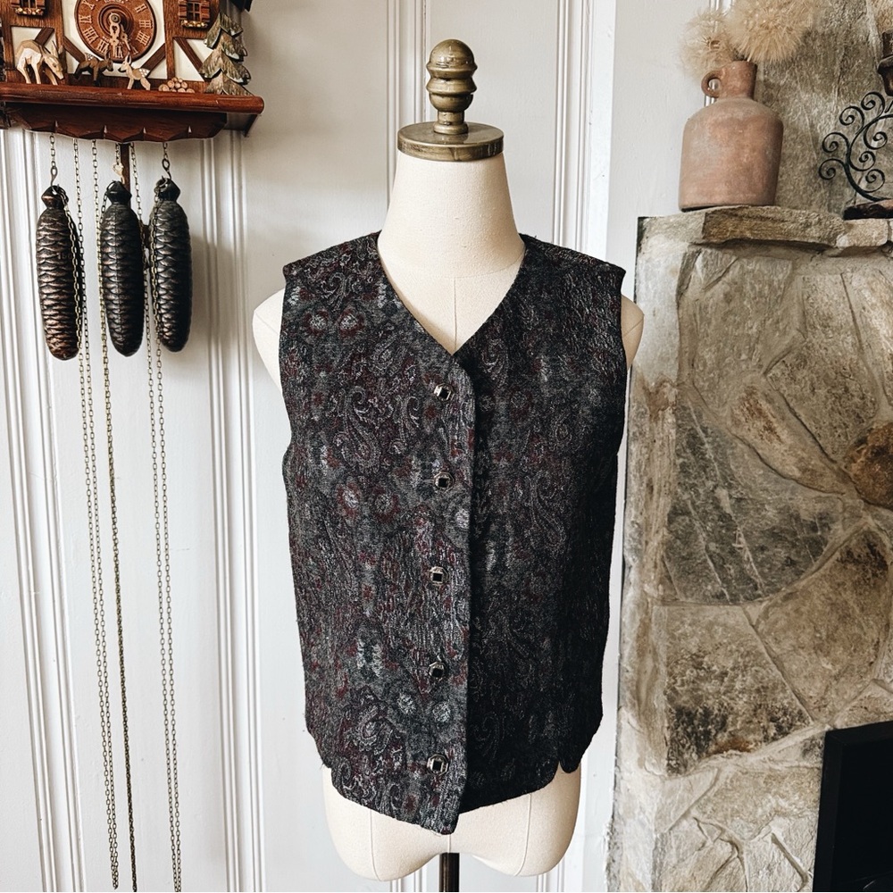 Vintage Lord & Taylor Wool Blend Paisley Button-Up Vest